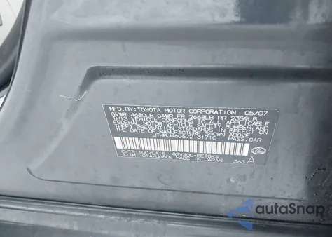 2007 Lexus Es 350 from USA, damaged, VIN JTHBJ46G672131710